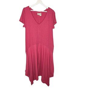 Anthropologie Saturday Sunday Midi Dress Womens Size Small Pink Handkerchief Hem